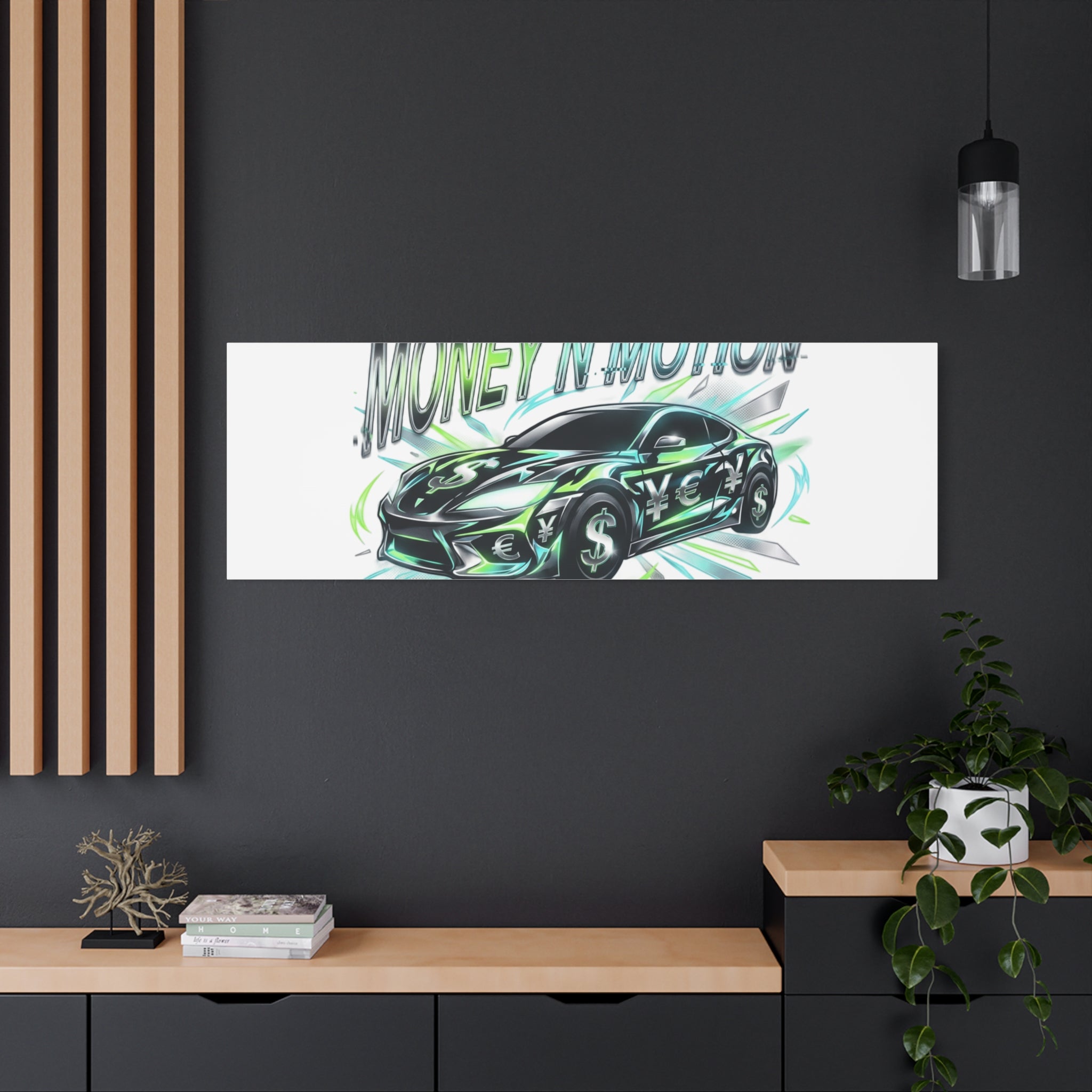 Money in Motion Canvas | Kinetic Typography, Melting Letters, Neon Car Art