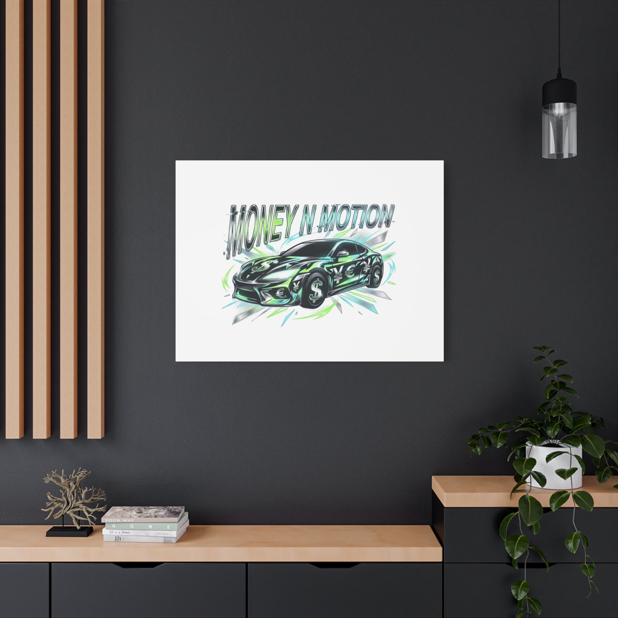 Money in Motion Canvas | Kinetic Typography, Melting Letters, Neon Car Art