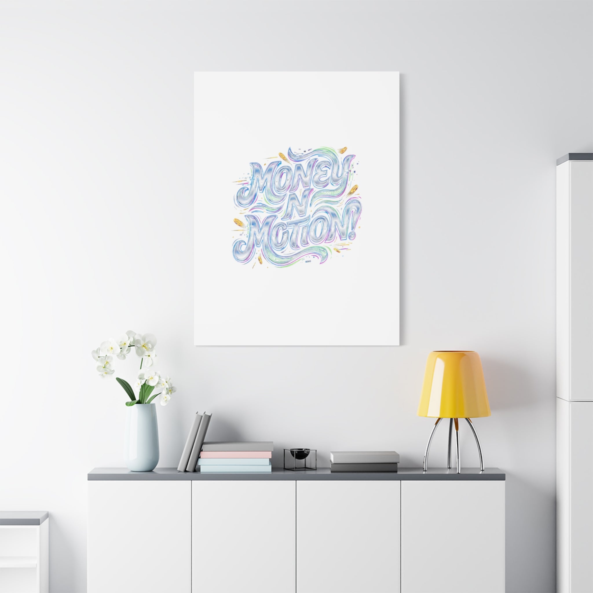Money N Motion Canvas | psychedelic typography, melting letters poster
