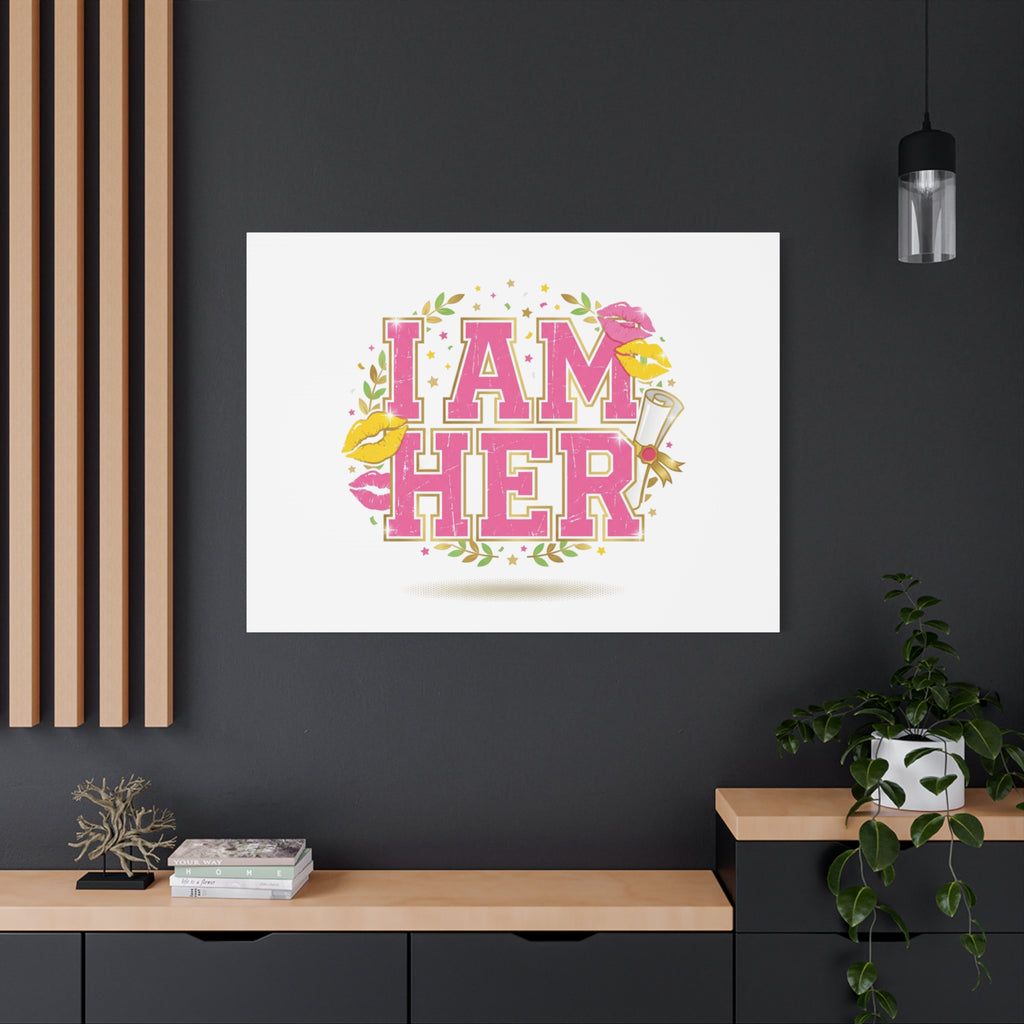 I AM HER Canvas | Varsity Crest, Retro Collegiate Style