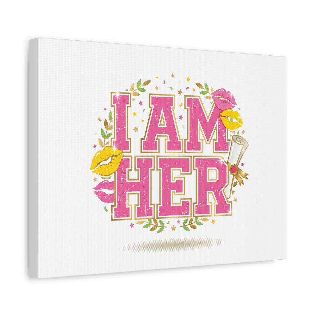 I AM HER Canvas | Varsity Crest, Retro Collegiate Style