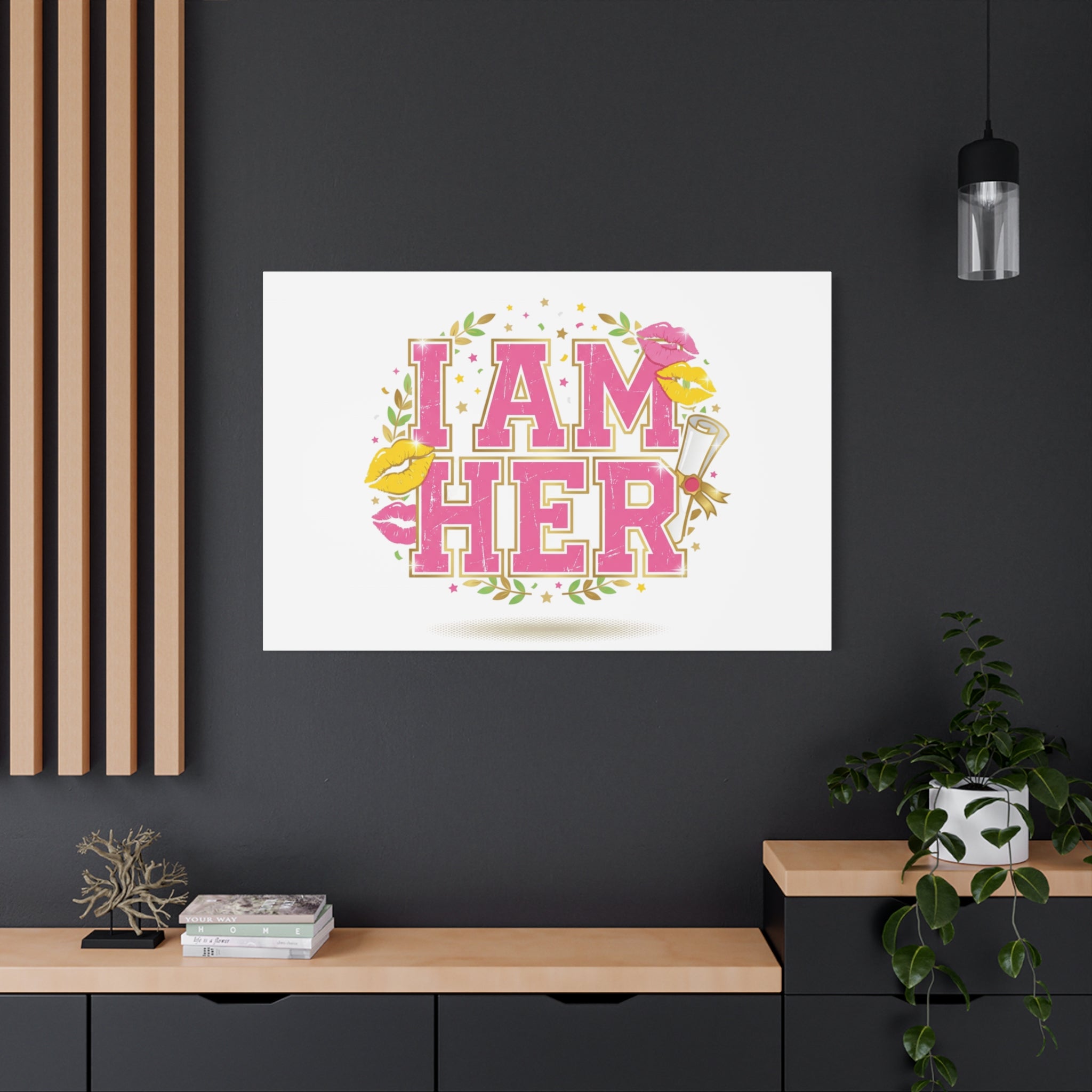 I AM HER Canvas | Varsity Crest, Retro Collegiate Style