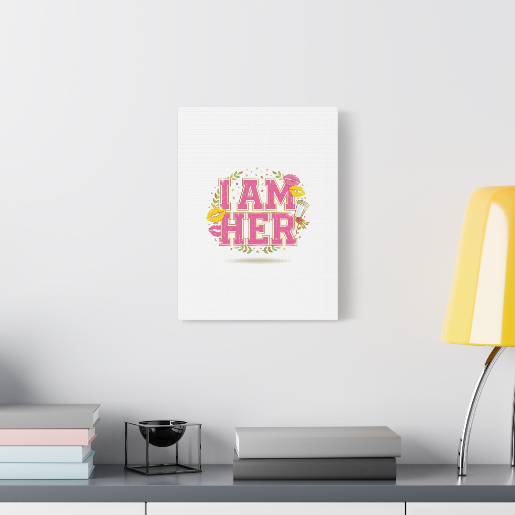 I AM HER Canvas | Varsity Crest, Retro Collegiate Style