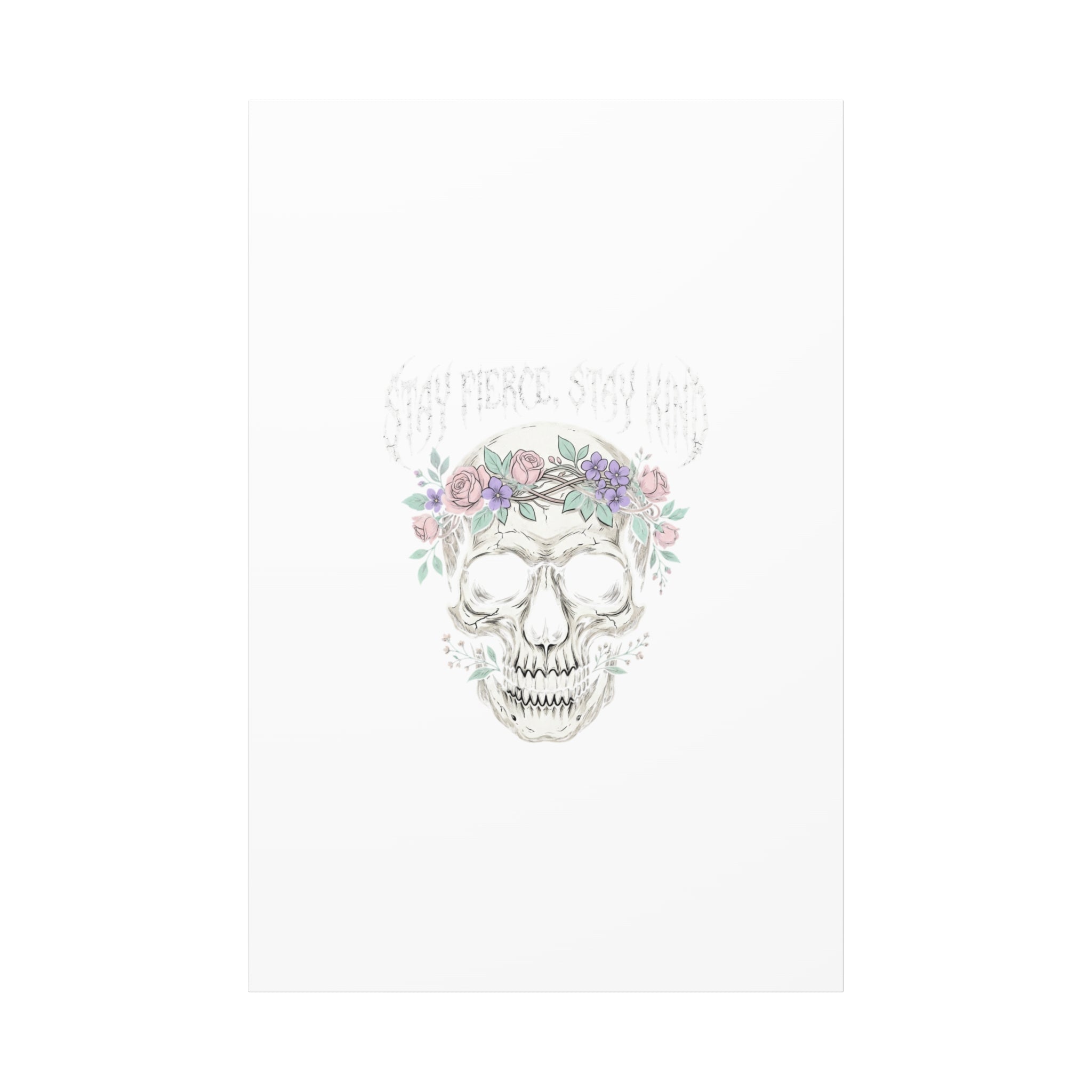 Stay Fierce Stay Kind Skull Canvas | Heavy Metal Wellness, gothic wellness quote