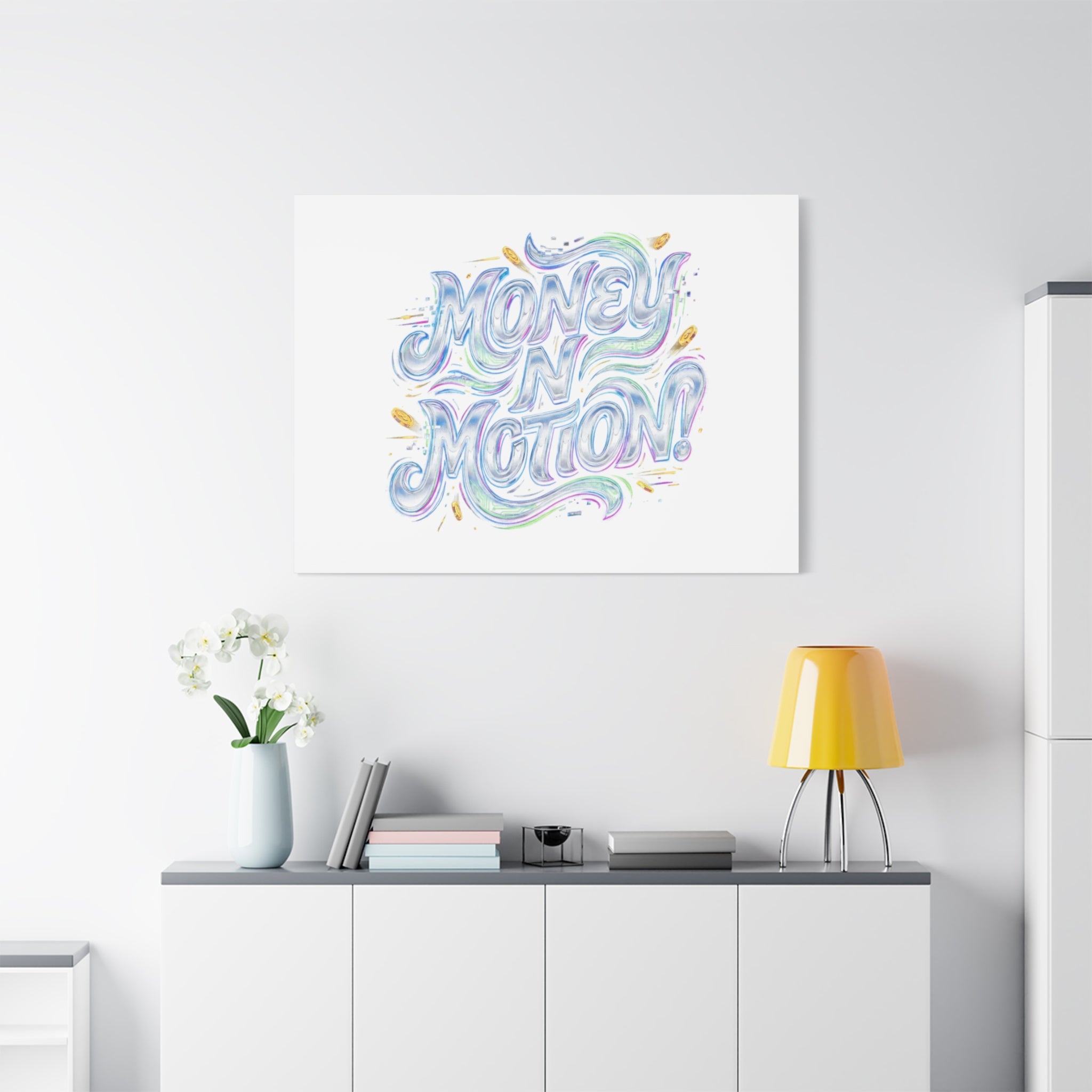 Money N Motion Canvas | psychedelic typography, melting letters poster