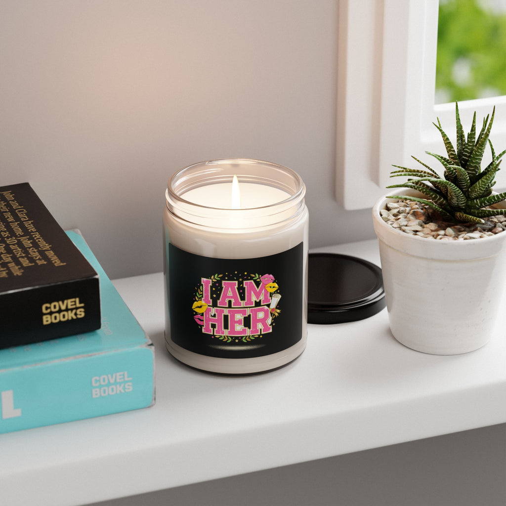 I AM HER Candle | Soy Jar Candle, Varsity Floral Typography, 'Unc' Status Activated Trend