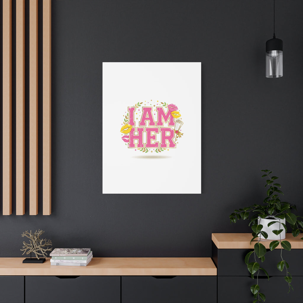 I AM HER Canvas | Varsity Crest, Retro Collegiate Style