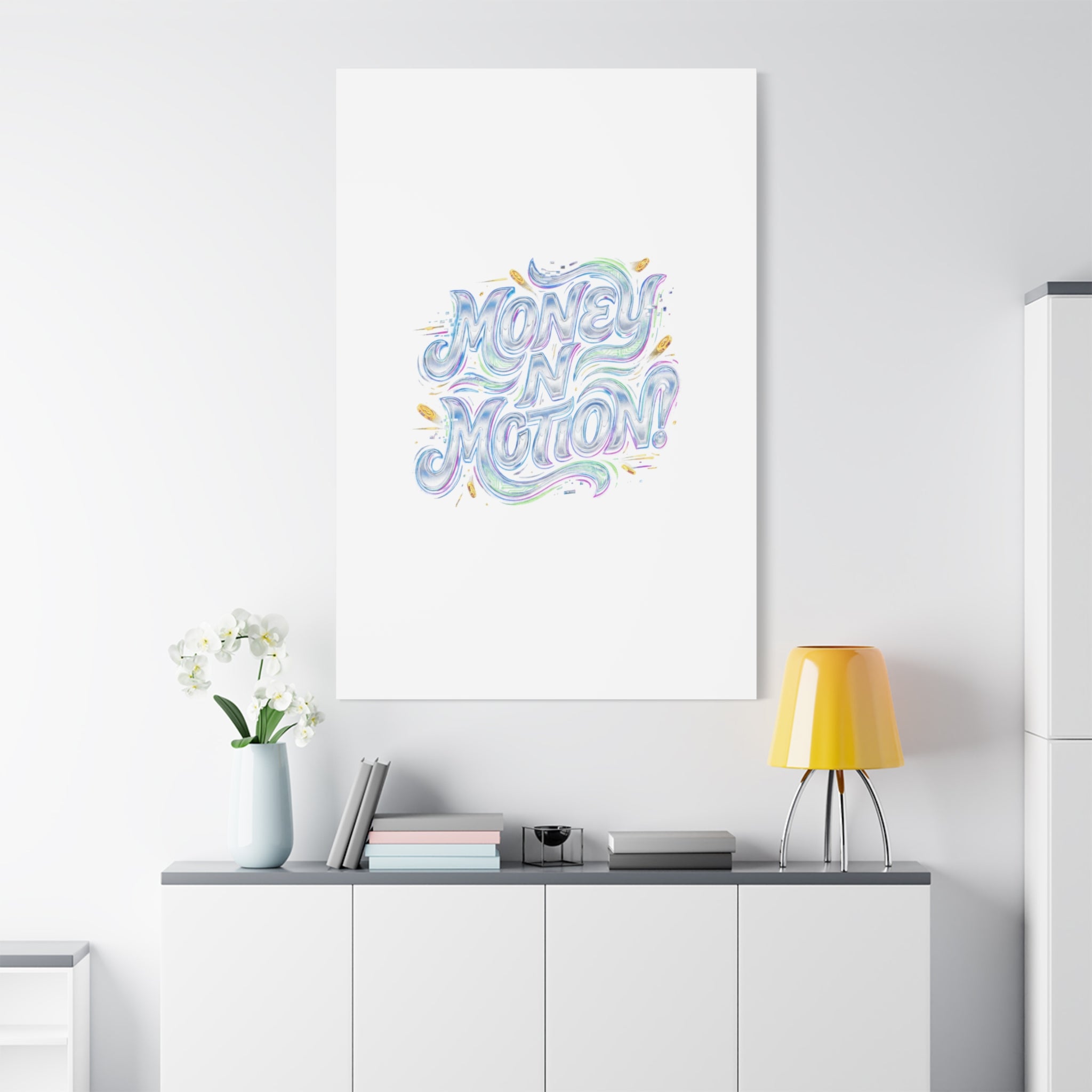 Money N Motion Canvas | psychedelic typography, melting letters poster