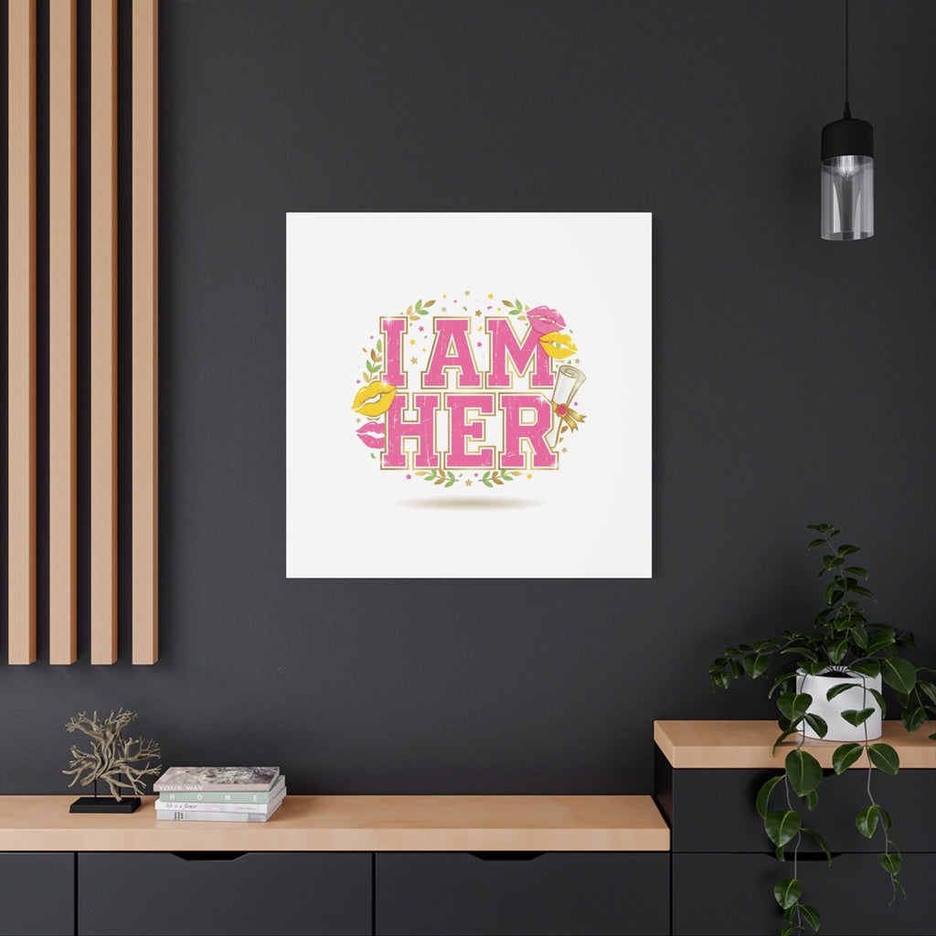 I AM HER Canvas | Varsity Crest, Retro Collegiate Style