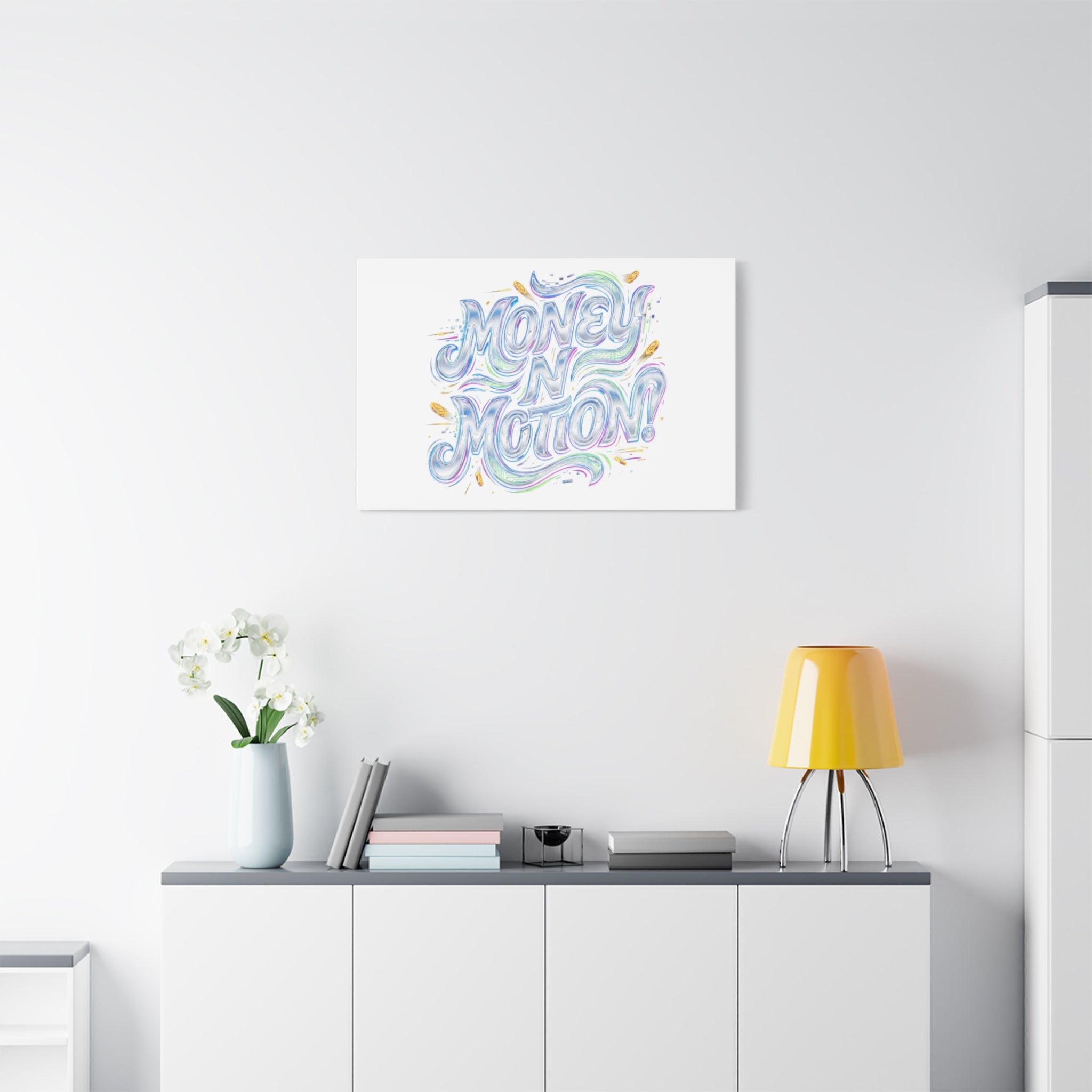 Money N Motion Canvas | psychedelic typography, melting letters poster