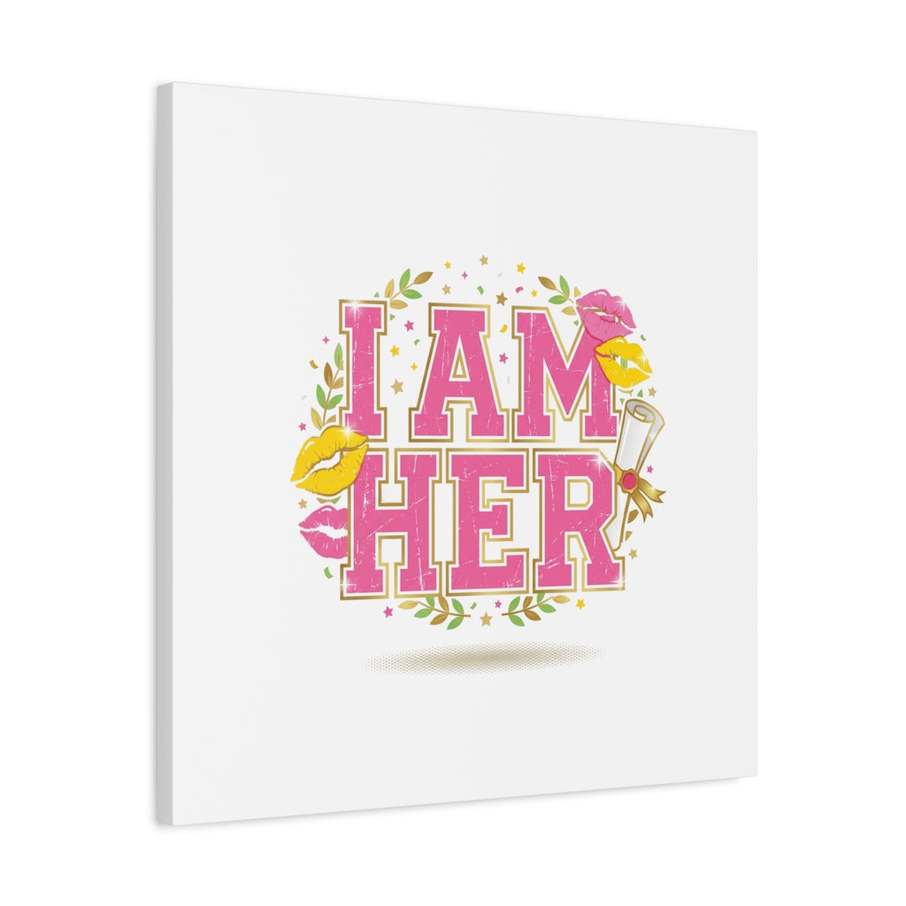 I AM HER Canvas | Varsity Crest, Retro Collegiate Style