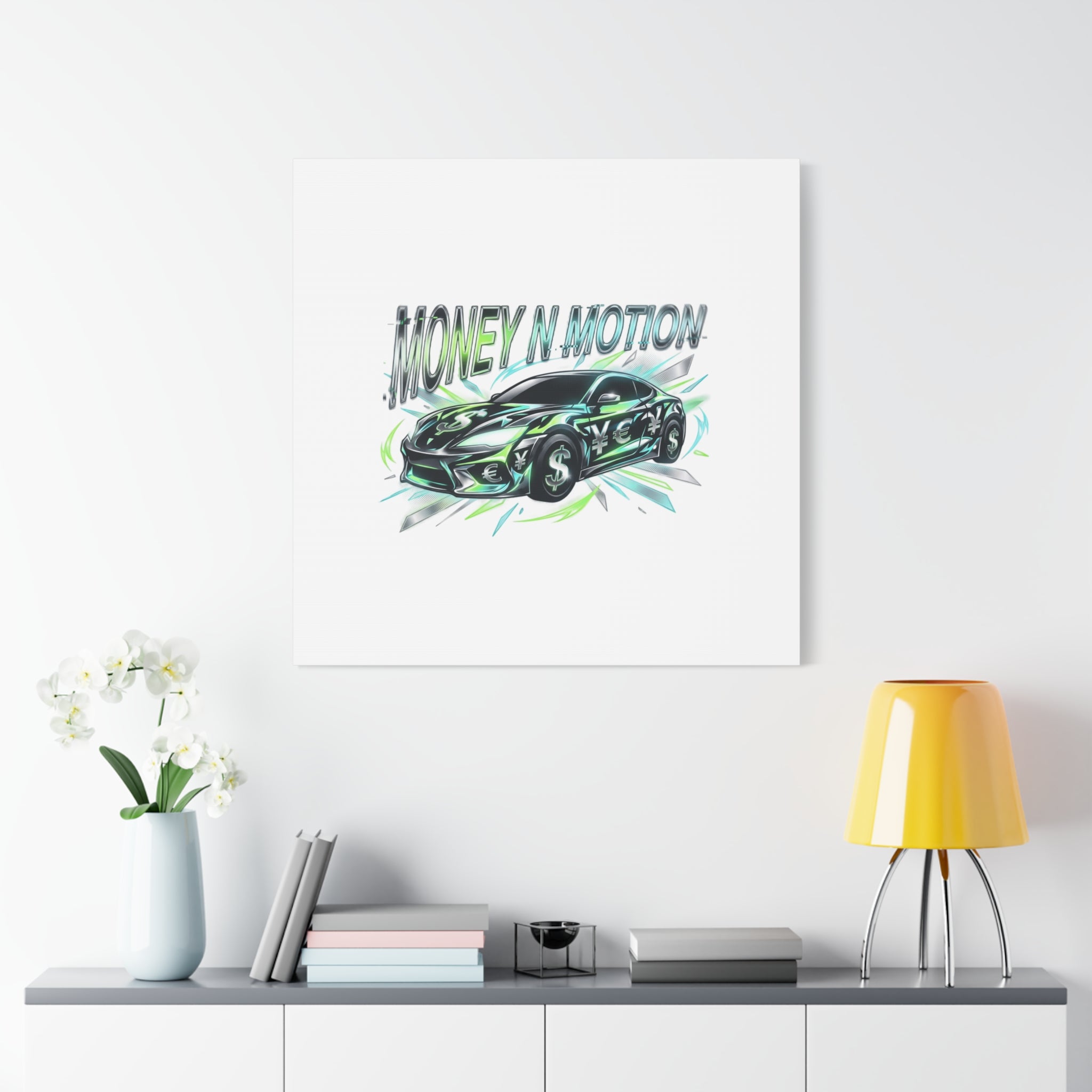 Money in Motion Canvas | Kinetic Typography, Melting Letters, Neon Car Art
