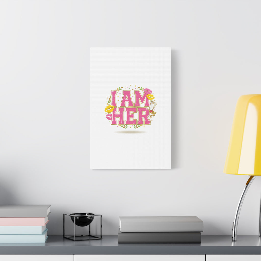 I AM HER Canvas | Varsity Crest, Retro Collegiate Style