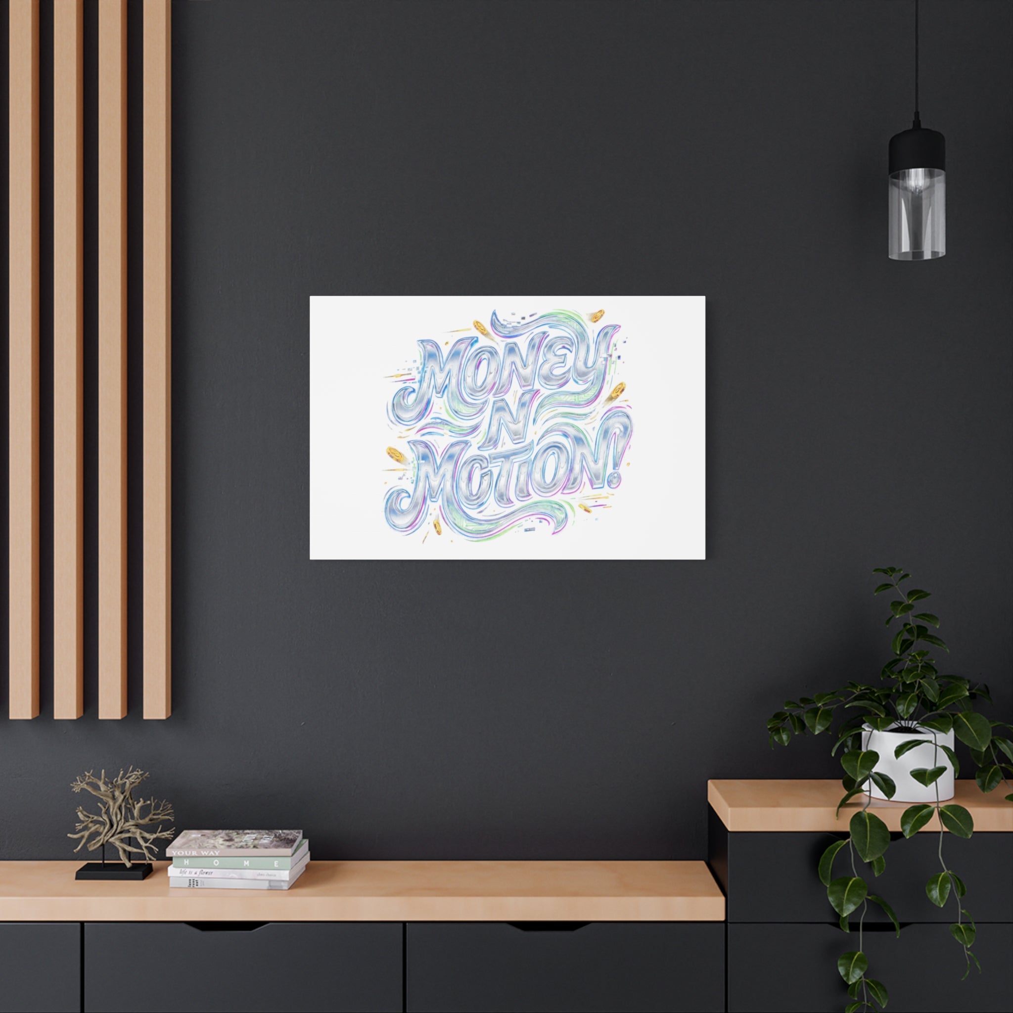 Money N Motion Canvas | psychedelic typography, melting letters poster
