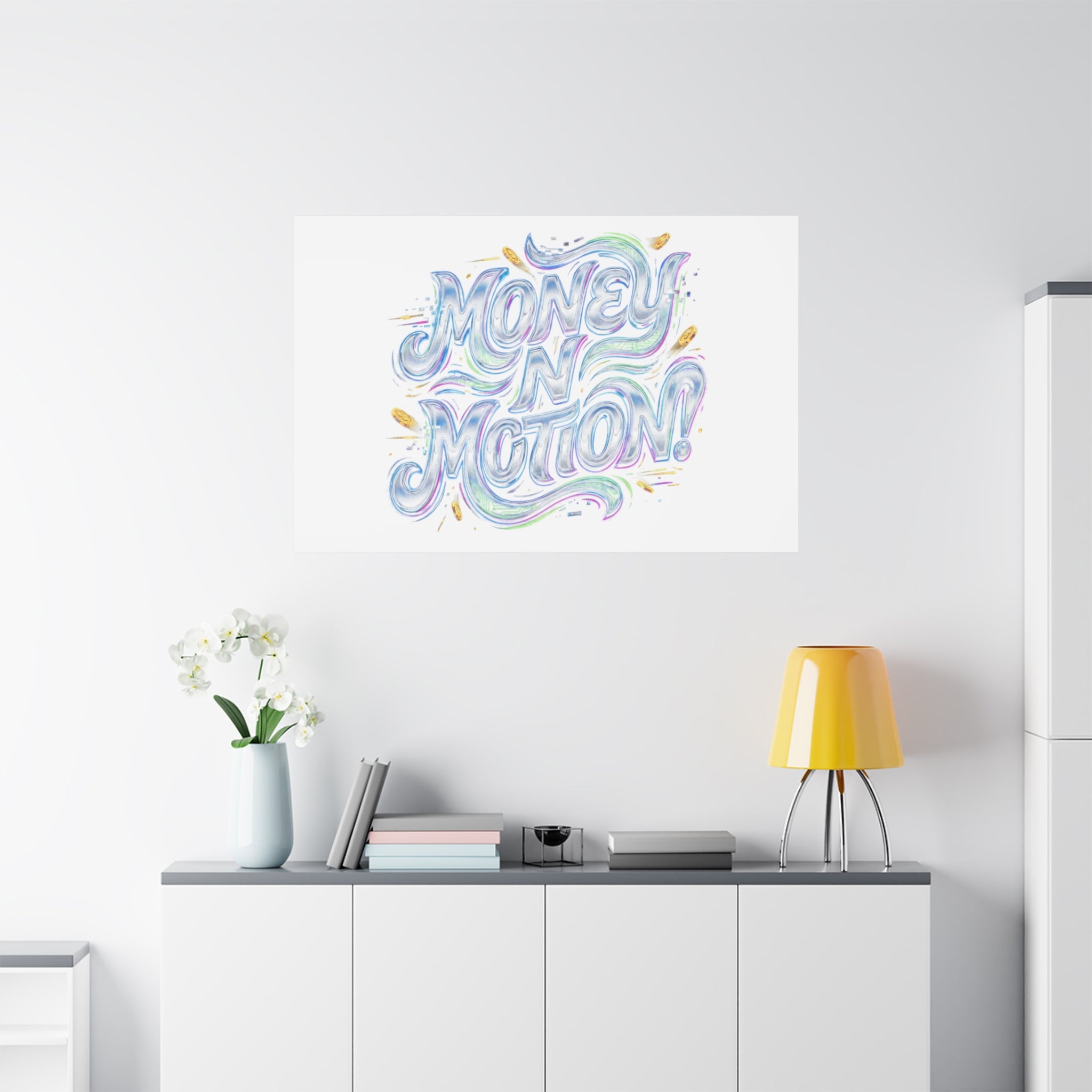 Money N Motion Canvas | psychedelic typography, melting letters poster