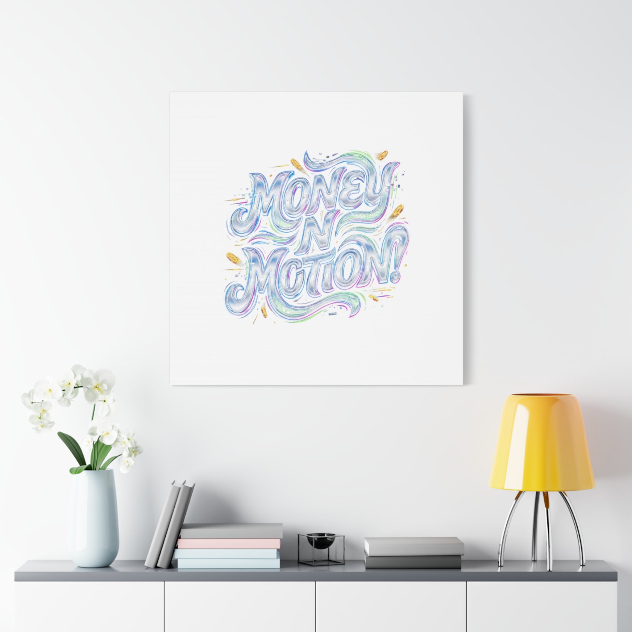 Money N Motion Canvas | psychedelic typography, melting letters poster