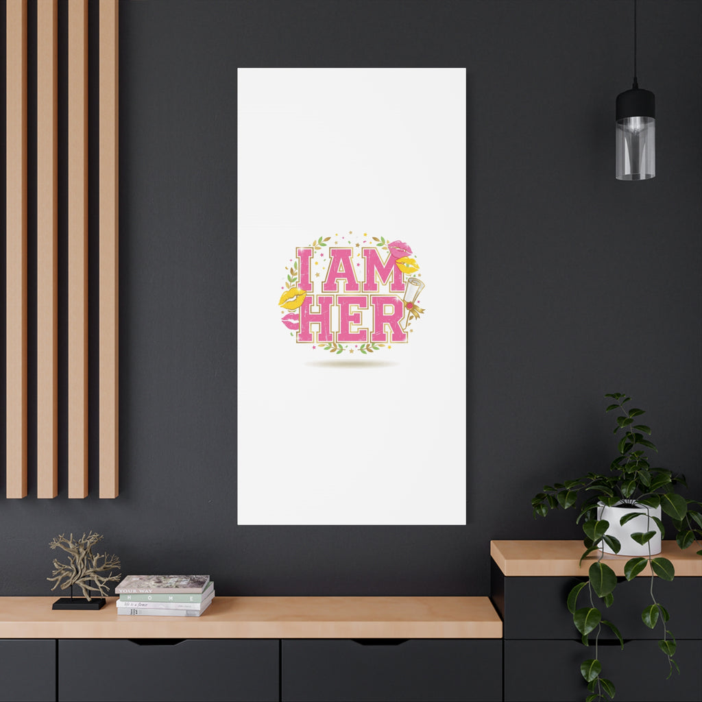 I AM HER Canvas | Varsity Crest, Retro Collegiate Style