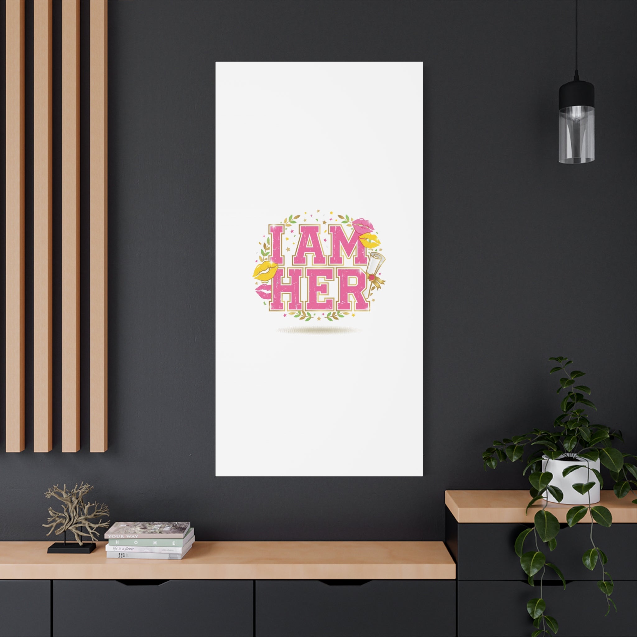 I AM HER Canvas | Varsity Crest, Retro Collegiate Style