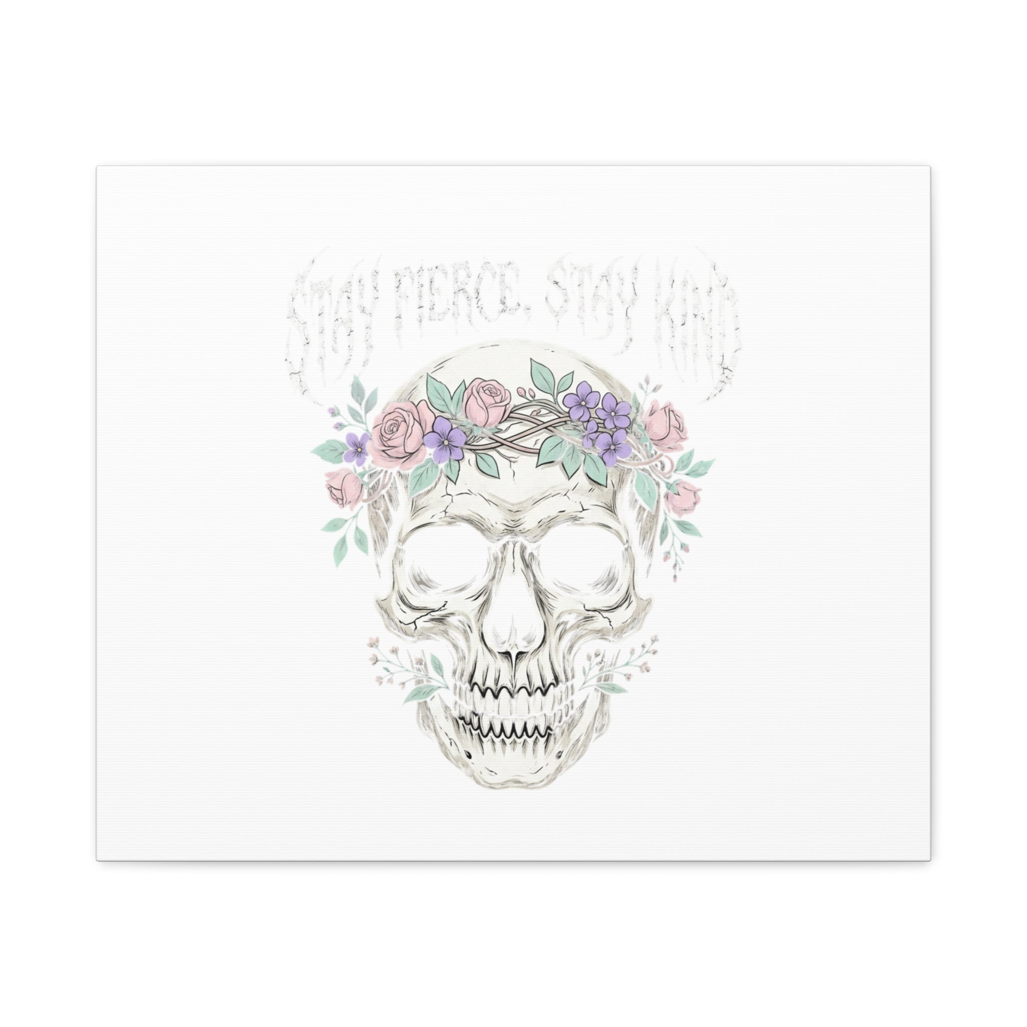 Stay Fierce Stay Kind Skull Canvas | Heavy Metal Wellness, gothic wellness quote