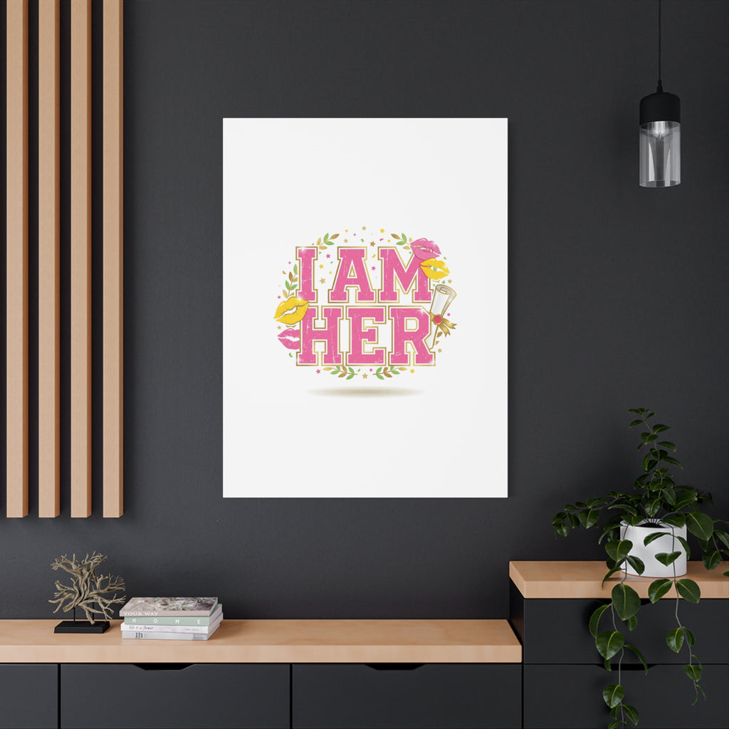 I AM HER Canvas | Varsity Crest, Retro Collegiate Style