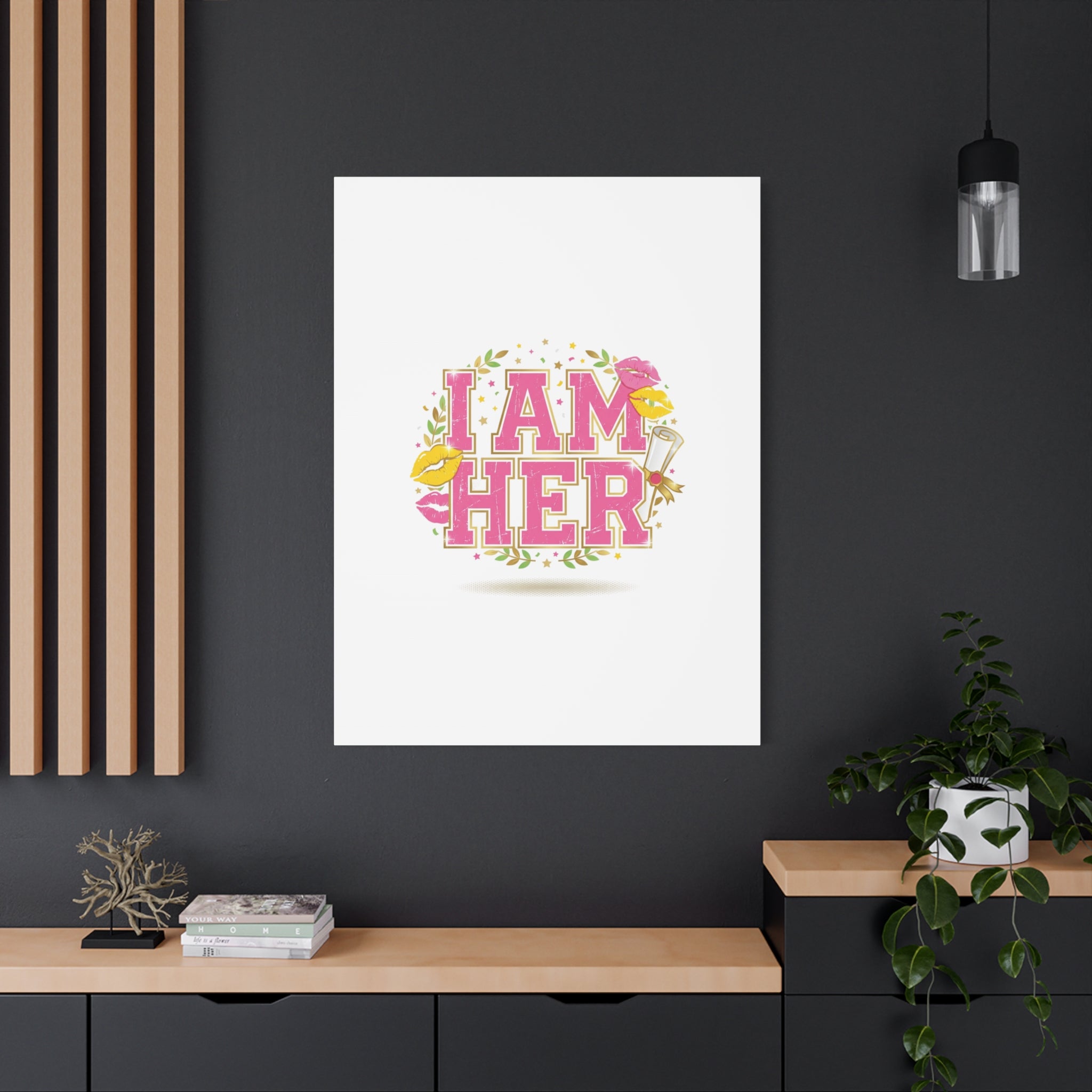 I AM HER Canvas | Varsity Crest, Retro Collegiate Style