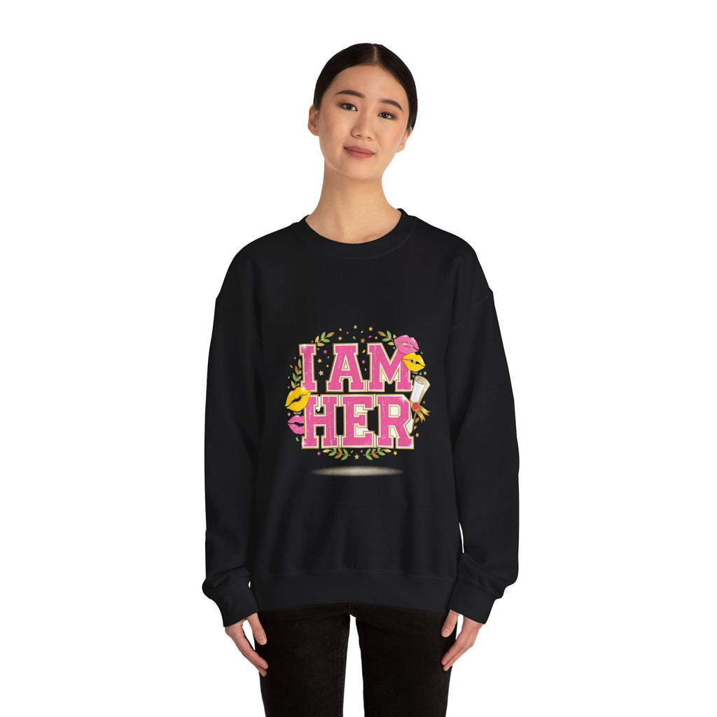 I Am Her sweatshirt | vintage year varsity crest, midlife humor