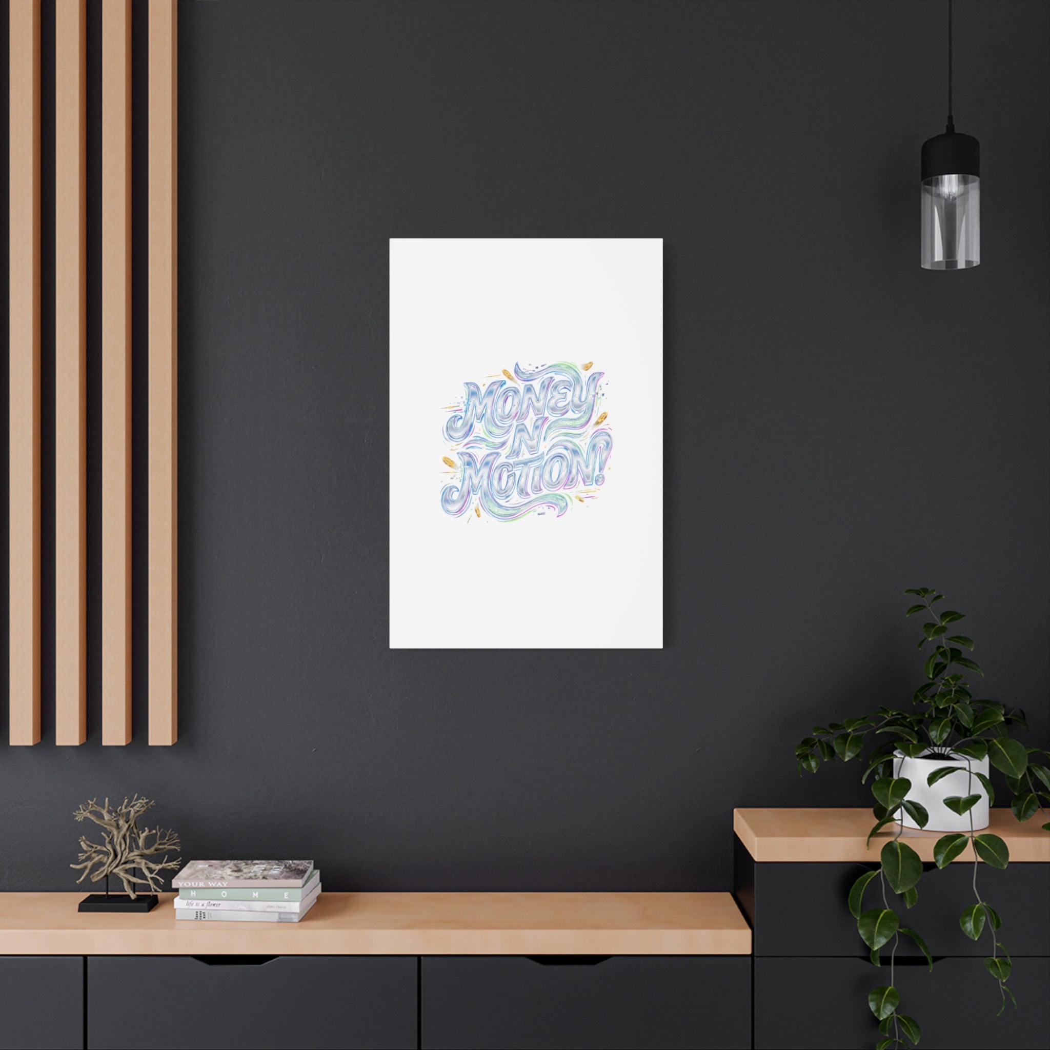 Money N Motion Canvas | psychedelic typography, melting letters poster
