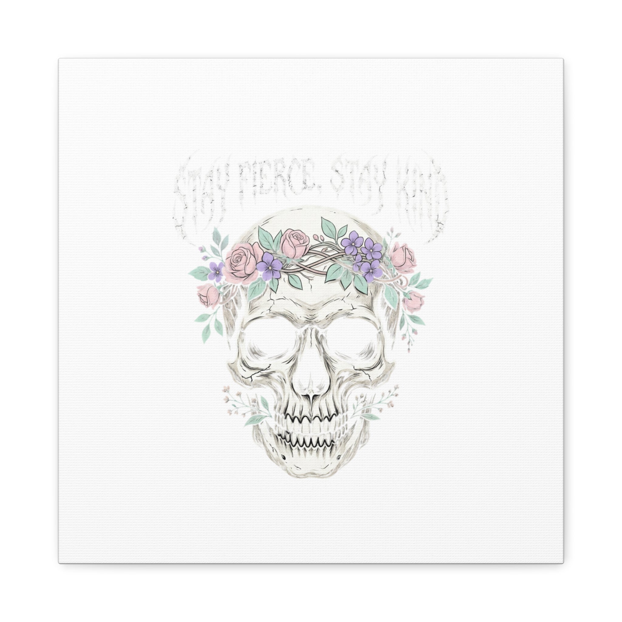 Stay Fierce Stay Kind Skull Canvas | Heavy Metal Wellness, gothic wellness quote