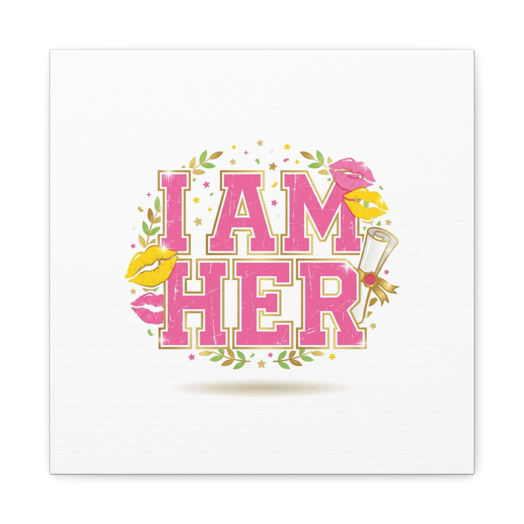 I AM HER Canvas | Varsity Crest, Retro Collegiate Style