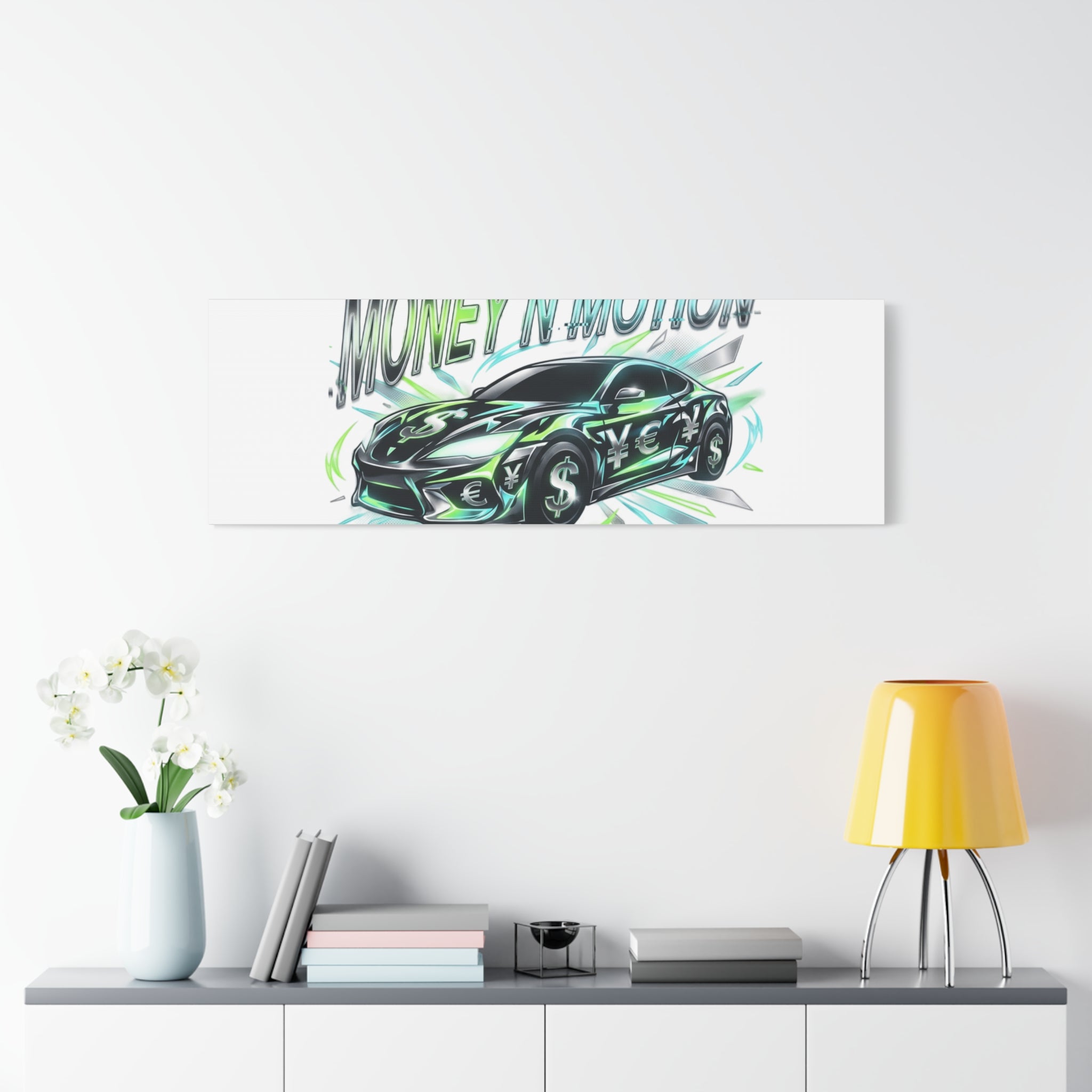 Money in Motion Canvas | Kinetic Typography, Melting Letters, Neon Car Art
