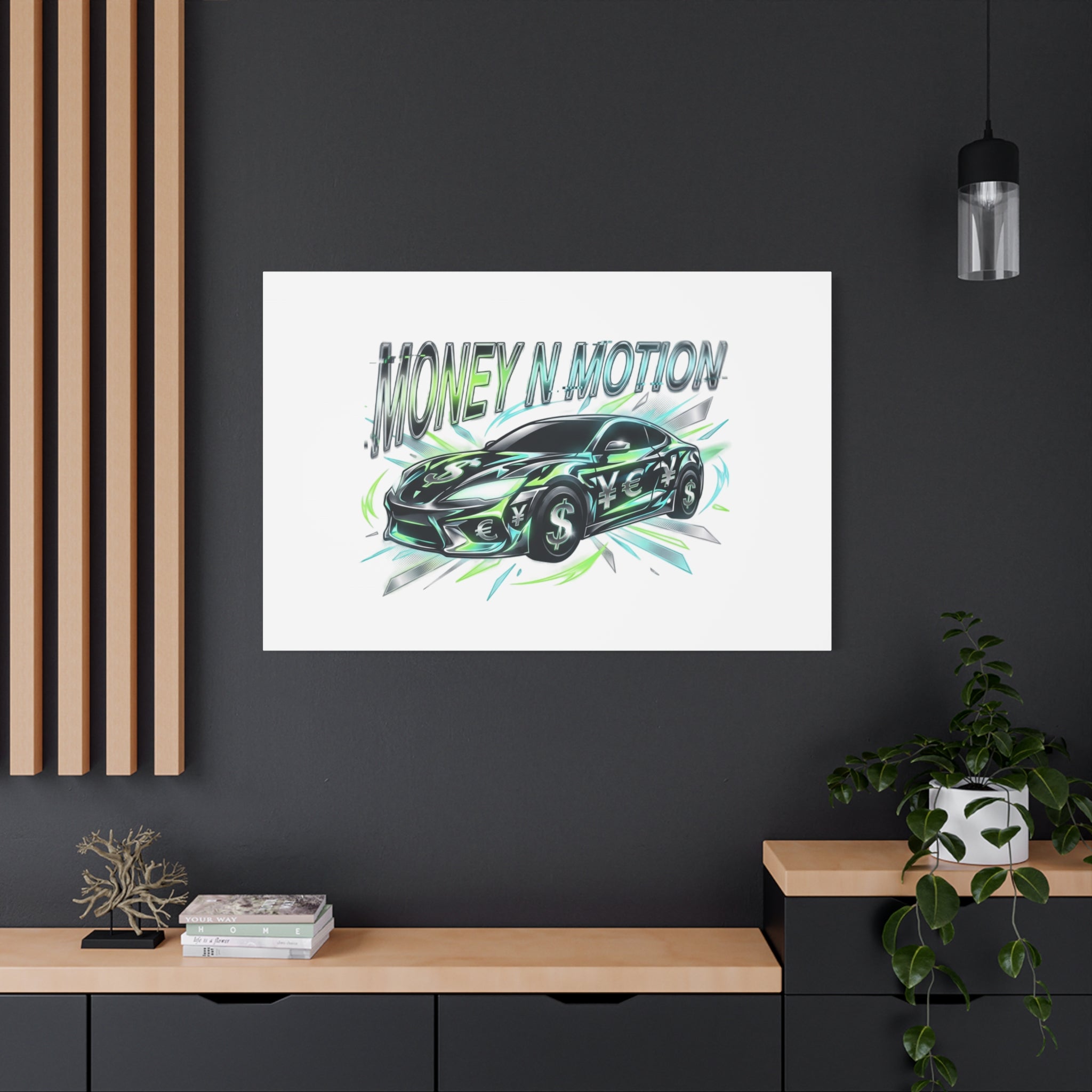 Money in Motion Canvas | Kinetic Typography, Melting Letters, Neon Car Art