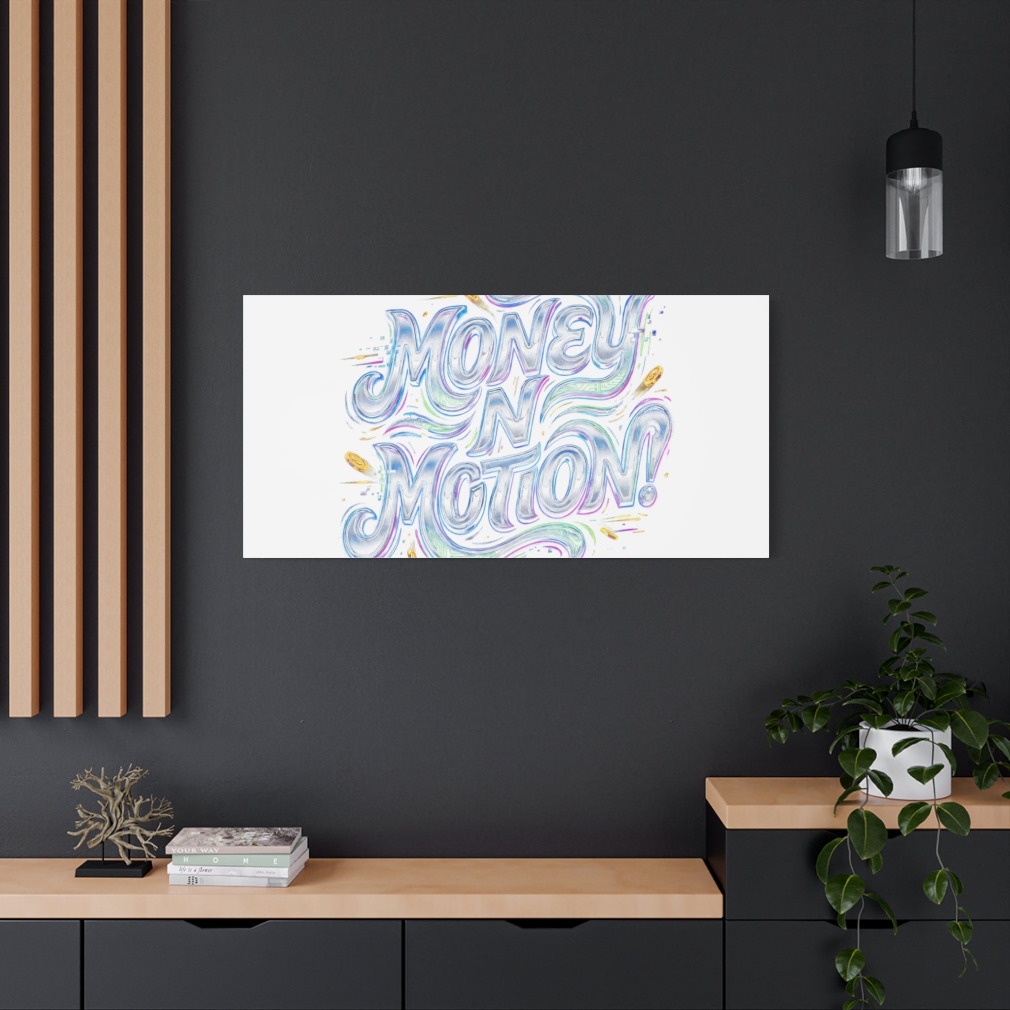 Money N Motion Canvas | psychedelic typography, melting letters poster