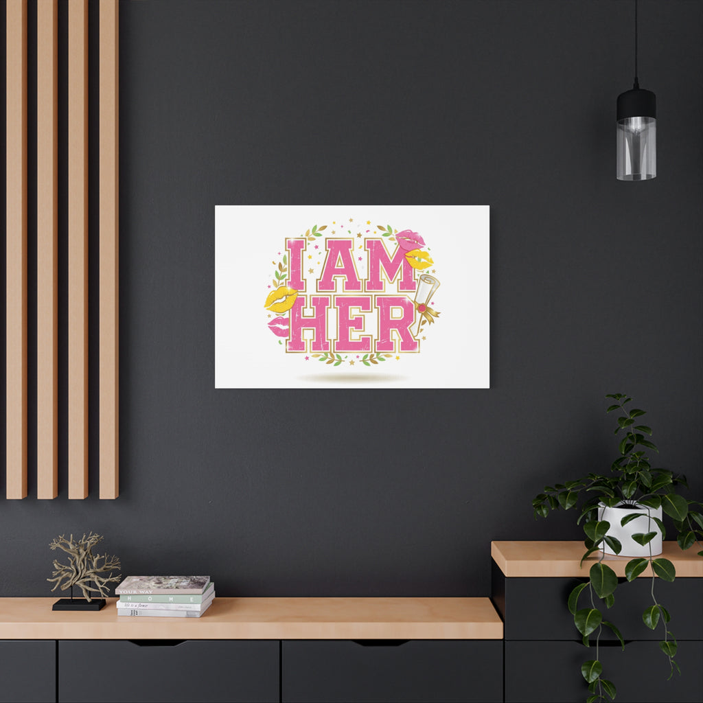 I AM HER Canvas | Varsity Crest, Retro Collegiate Style