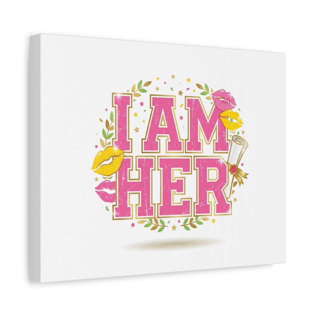 I AM HER Canvas | Varsity Crest, Retro Collegiate Style